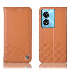 Coque Portefeuille Livre Cuir Etui Clapet H07P pour Oppo A1x 5G Orange