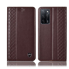 Coque Portefeuille Livre Cuir Etui Clapet H07P pour Oppo A56 5G Marron