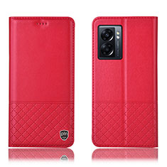 Coque Portefeuille Livre Cuir Etui Clapet H07P pour Oppo A57 5G Rouge