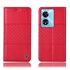 Coque Portefeuille Livre Cuir Etui Clapet H07P pour Oppo A58 4G Rouge