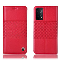 Coque Portefeuille Livre Cuir Etui Clapet H07P pour Oppo A74 5G Rouge