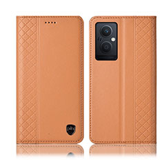 Coque Portefeuille Livre Cuir Etui Clapet H07P pour Oppo A96 5G Orange