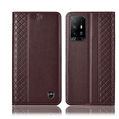 Coque Portefeuille Livre Cuir Etui Clapet H07P pour Oppo F19 Pro+ Plus 5G Marron