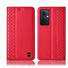 Coque Portefeuille Livre Cuir Etui Clapet H07P pour Oppo F21 Pro 5G Rouge
