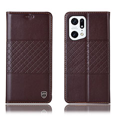 Coque Portefeuille Livre Cuir Etui Clapet H07P pour Oppo Find X5 5G Marron