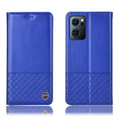 Coque Portefeuille Livre Cuir Etui Clapet H07P pour Oppo Find X5 Lite 5G Bleu