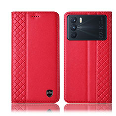 Coque Portefeuille Livre Cuir Etui Clapet H07P pour Oppo K9 Pro 5G Rouge