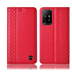 Coque Portefeuille Livre Cuir Etui Clapet H07P pour Oppo Reno5 Z 5G Rouge