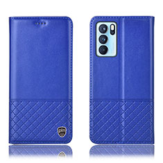 Coque Portefeuille Livre Cuir Etui Clapet H07P pour Oppo Reno6 Pro 5G India Bleu