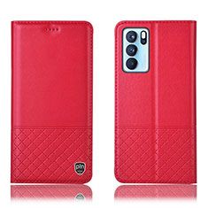 Coque Portefeuille Livre Cuir Etui Clapet H07P pour Oppo Reno6 Pro 5G India Rouge