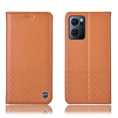 Coque Portefeuille Livre Cuir Etui Clapet H07P pour Oppo Reno7 5G Orange