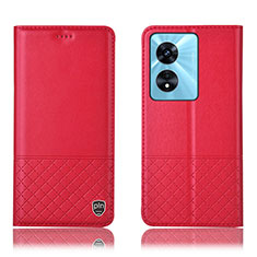 Coque Portefeuille Livre Cuir Etui Clapet H07P pour Oppo Reno8 T 5G Rouge