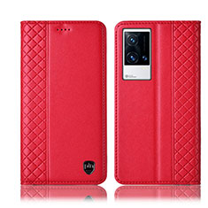 Coque Portefeuille Livre Cuir Etui Clapet H07P pour Vivo iQOO 8 5G Rouge