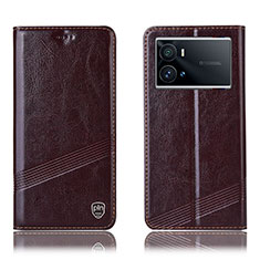 Coque Portefeuille Livre Cuir Etui Clapet H07P pour Vivo iQOO 9 5G Marron