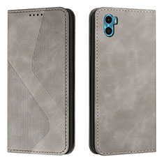 Coque Portefeuille Livre Cuir Etui Clapet H07X pour Motorola Moto E32 India Gris