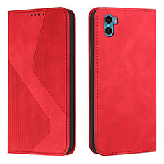 Coque Portefeuille Livre Cuir Etui Clapet H07X pour Motorola Moto E32 India Rouge