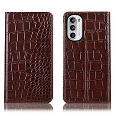 Coque Portefeuille Livre Cuir Etui Clapet H08P pour Motorola Moto Edge (2022) 5G Marron