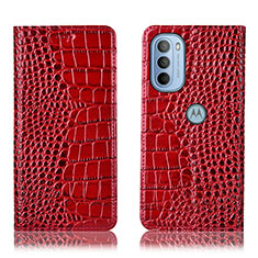 Coque Portefeuille Livre Cuir Etui Clapet H08P pour Motorola Moto G31 Rouge