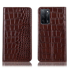 Coque Portefeuille Livre Cuir Etui Clapet H08P pour Oppo A53s 5G Marron