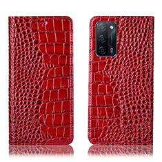 Coque Portefeuille Livre Cuir Etui Clapet H08P pour Oppo A53s 5G Rouge