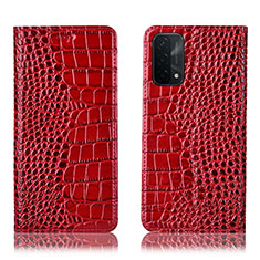 Coque Portefeuille Livre Cuir Etui Clapet H08P pour Oppo A54 5G Rouge