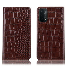 Coque Portefeuille Livre Cuir Etui Clapet H08P pour Oppo A74 5G Marron