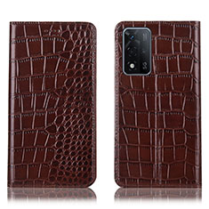 Coque Portefeuille Livre Cuir Etui Clapet H08P pour Oppo A93s 5G Marron