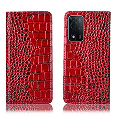 Coque Portefeuille Livre Cuir Etui Clapet H08P pour Oppo A93s 5G Rouge