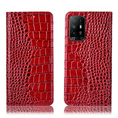 Coque Portefeuille Livre Cuir Etui Clapet H08P pour Oppo A94 5G Rouge