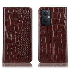 Coque Portefeuille Livre Cuir Etui Clapet H08P pour Oppo A96 5G Marron