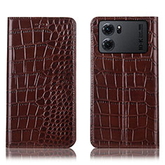 Coque Portefeuille Livre Cuir Etui Clapet H08P pour Oppo K10 5G Marron