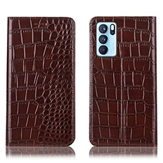 Coque Portefeuille Livre Cuir Etui Clapet H08P pour Oppo Reno6 Pro 5G India Marron