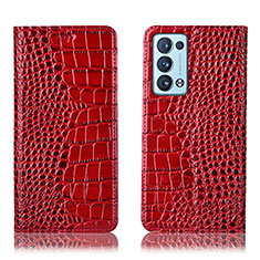 Coque Portefeuille Livre Cuir Etui Clapet H08P pour Oppo Reno6 Pro+ Plus 5G Rouge