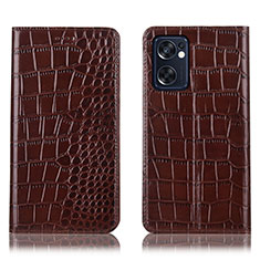 Coque Portefeuille Livre Cuir Etui Clapet H08P pour Oppo Reno7 SE 5G Marron