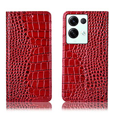 Coque Portefeuille Livre Cuir Etui Clapet H08P pour Oppo Reno8 Pro 5G Rouge