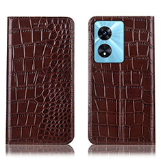 Coque Portefeuille Livre Cuir Etui Clapet H08P pour Oppo Reno8 T 5G Marron