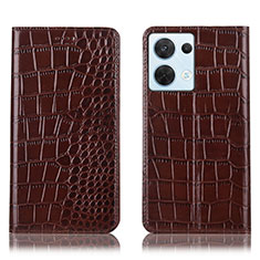 Coque Portefeuille Livre Cuir Etui Clapet H08P pour Oppo Reno9 5G Marron