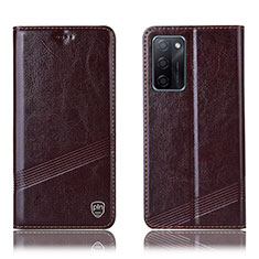 Coque Portefeuille Livre Cuir Etui Clapet H09P pour Oppo A55S 5G Marron