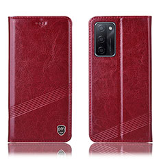 Coque Portefeuille Livre Cuir Etui Clapet H09P pour Oppo A55S 5G Rouge