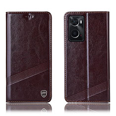 Coque Portefeuille Livre Cuir Etui Clapet H09P pour Oppo A76 Marron