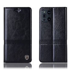 Coque Portefeuille Livre Cuir Etui Clapet H09P pour Oppo Find X3 5G Noir