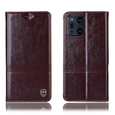 Coque Portefeuille Livre Cuir Etui Clapet H09P pour Oppo Find X3 Pro 5G Marron