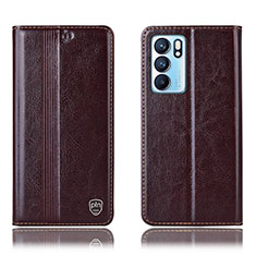 Coque Portefeuille Livre Cuir Etui Clapet H09P pour Oppo Reno6 5G Marron