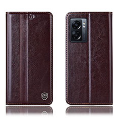 Coque Portefeuille Livre Cuir Etui Clapet H09P pour Realme V23 5G Marron