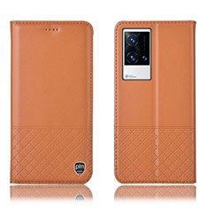 Coque Portefeuille Livre Cuir Etui Clapet H09P pour Vivo iQOO 8 Pro 5G Orange