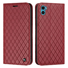 Coque Portefeuille Livre Cuir Etui Clapet H09X pour Motorola Moto E32 India Rouge