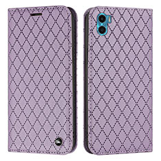 Coque Portefeuille Livre Cuir Etui Clapet H09X pour Motorola Moto E32 India Violet