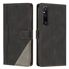 Coque Portefeuille Livre Cuir Etui Clapet H09X pour Sony Xperia 1 V Noir