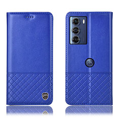 Coque Portefeuille Livre Cuir Etui Clapet H10P pour Motorola Moto G200 5G Bleu