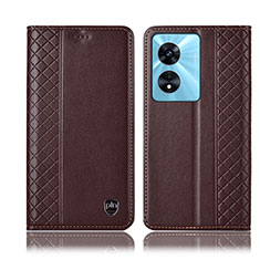 Coque Portefeuille Livre Cuir Etui Clapet H10P pour Oppo A18 Marron